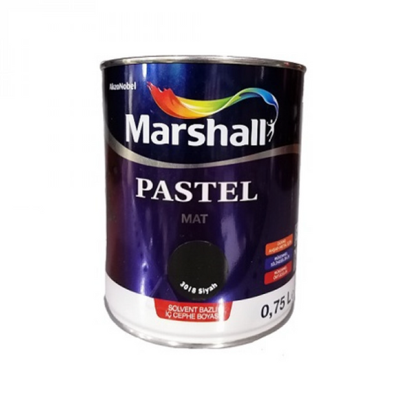 Marshall Pastel Binnen MuurLak Mat Zwart - Solvent/Waterbasis 0.75L