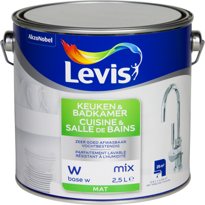 Peinture murale Levis Cuisine & Salle de bain base W mat 2,5L