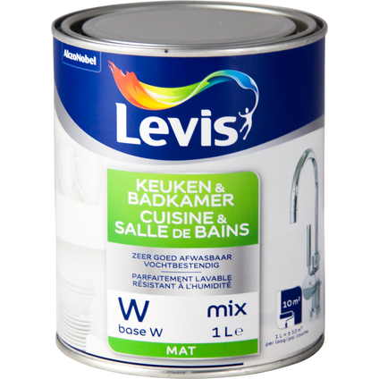 Peinture murale Levis Cuisine & Salle de bain base W mat 1L