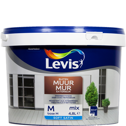 Peinture Levis Mur extérieur mix base M satin 5L