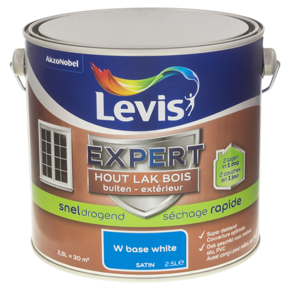 Laque Levis Expert Bois extérieur Séchage Rapide mix base white satin 2,5L